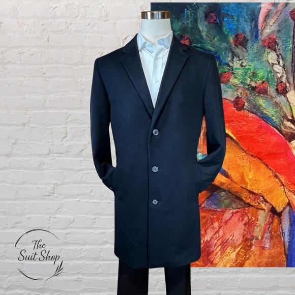 Kenneth Cole Other - Kenneth Cole Mens 44L Dark Navy Blue Walking Topcoat Overcoat